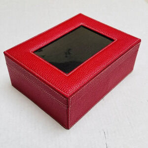 Gift Box Red Faux Leather Classic Collection Jewelry Organizer Trinket Photo